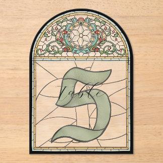 Vintage Stained Glass Effect Acrylic Table Numbers