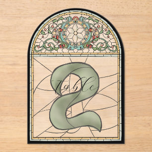 Vintage Stained Glass Effect Acrylic Table Numbers