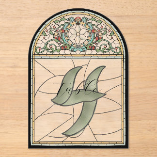 Vintage Stained Glass Effect Acrylic Table Numbers