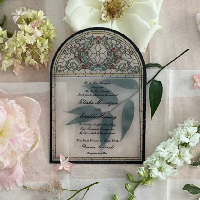 Vintage Stained Glass Effect Wedding Acrylic Invitations (Creator Uploaded)