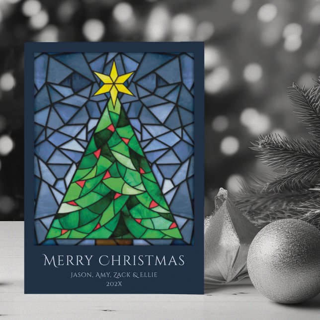 Vintage Stained Glass Happy Holidays Holiday Card (Creator Uploaded)