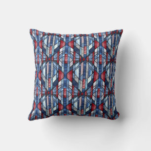 Vintage Stained Glass Patriotic Throw Pillow