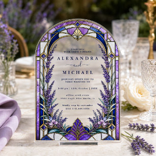 Vintage Stained Glass Wedding Acrylic Invitations
