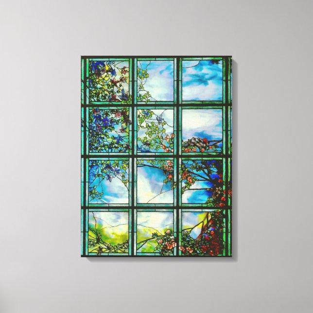 Vintage Stained Glass Window Scenic Landscape Canvas Print (Front)