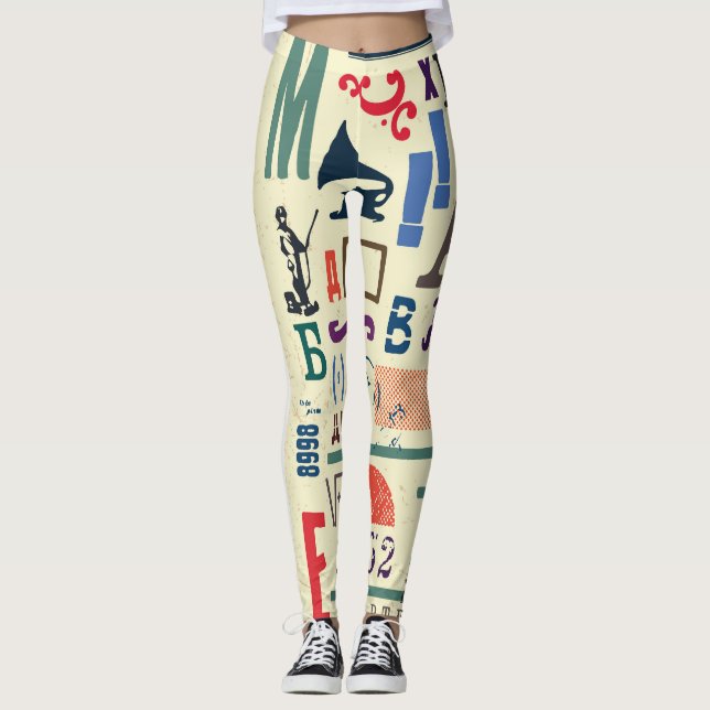 Vintage Stamp: Document Decor Leggings (Front)
