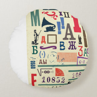 Vintage Stamp: Document Decor Round Pillow