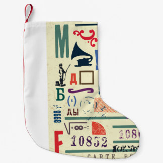 Vintage Stamp: Document Decor Small Christmas Stocking