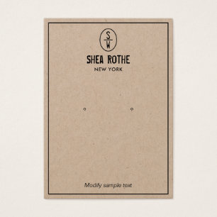Vintage Stamp Monogram Kraft Earring Display Card