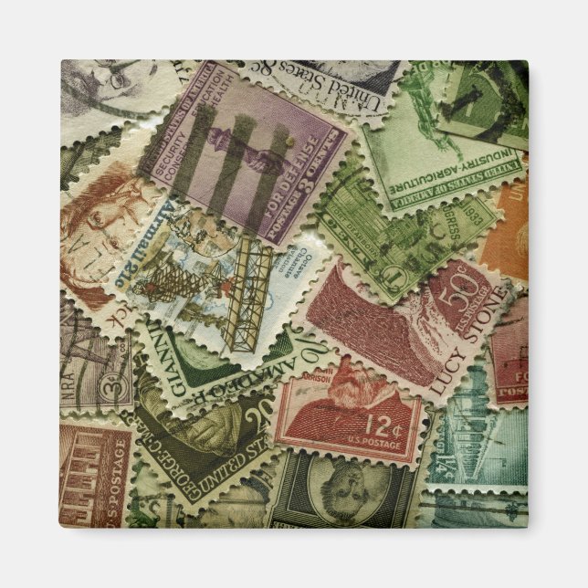 Vintage Stamp Print Magnet (Front)