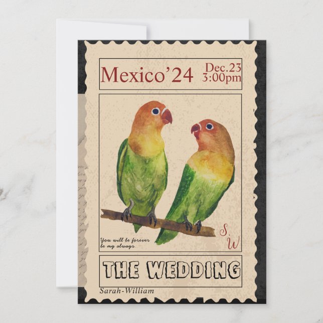 Vintage Stamp Wedding Invitation (Front)
