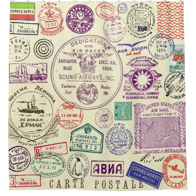 Vintage stamps, decorative document set. (Front)