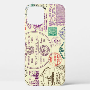 Vintage stamps, decorative document set. iPhone 12 case