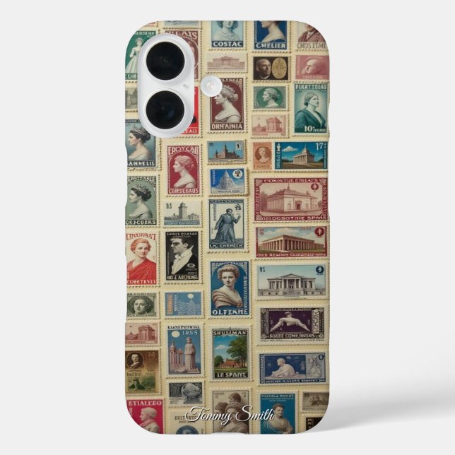 Vintage Stamps Global Travel Case-Mate iPhone Case (Back)