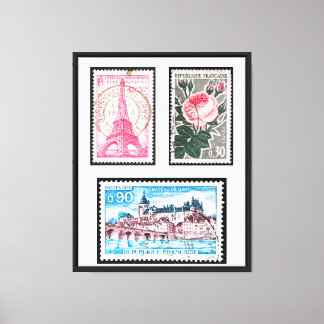 Vintage Stamps of France Canvas Print