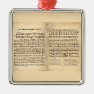 Vintage Star Spangled Banner Song Sheet Lyrics Metal Ornament
