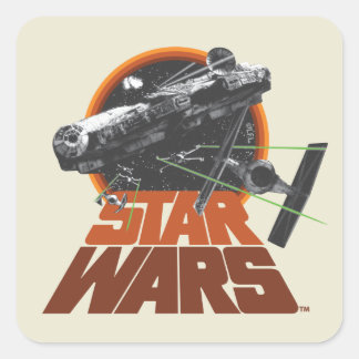 Vintage Star Wars Millennium Falcon Battle Badge Square Sticker