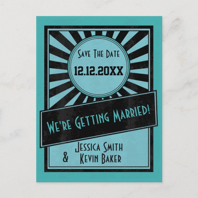 Vintage Starburst Save The Date Postcard (Front)