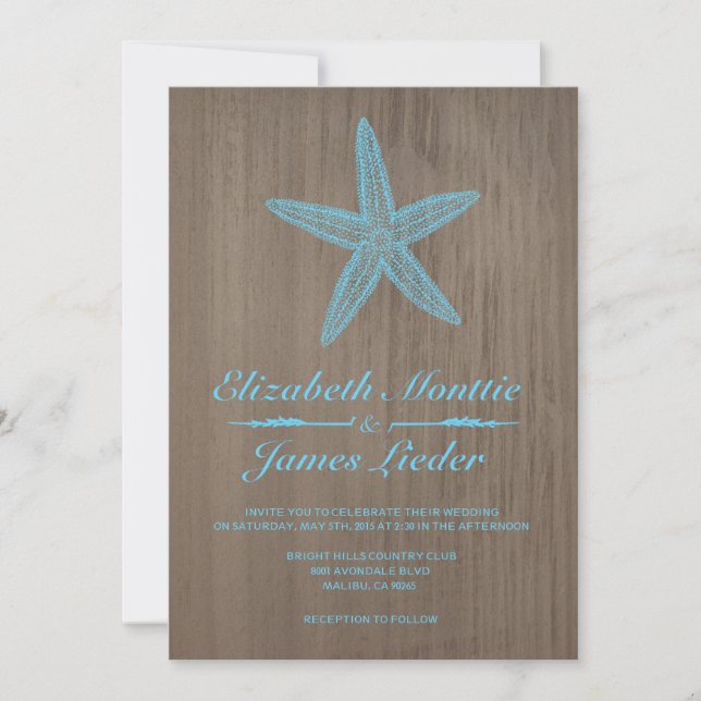 Vintage Starfish Wedding Invitations (Front)