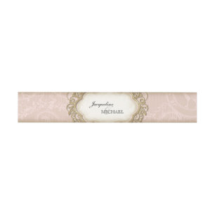 Vintage Stargazer Lily Blush Lace Gold Frame Invitation Belly Band