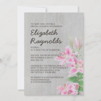 Vintage Stargazer Lily Bridal Shower Invitations