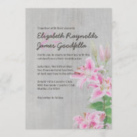 Vintage Stargazer Lily Wedding Invitations