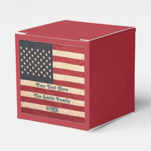 Vintage Stars and Stripes Weathered American Flag Favor Box