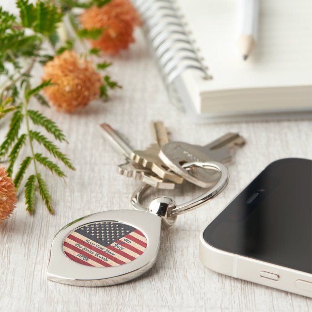 Vintage Stars and Stripes Weathered American Flag  Keychain (Side)