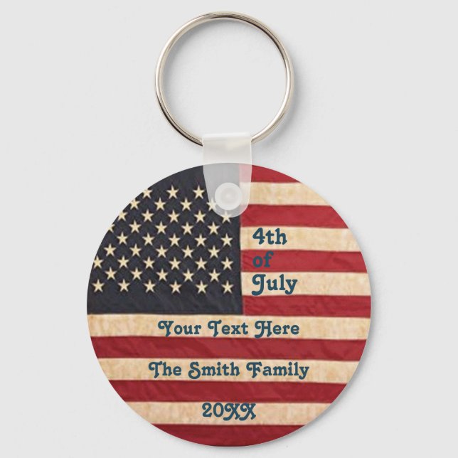 Vintage Stars and Stripes Weathered American Flag Keychain (Front)