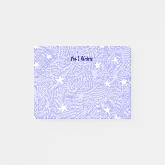 Vintage Stars Etching Blue White Sticky Notes (Front)