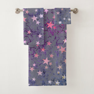 Vintage Stars on Blue Bath Towel Set