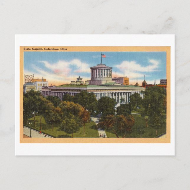 Vintage State Capitol in Columbus, Ohio Postcard (Front)