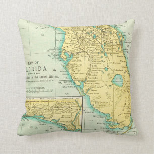 Vintage State Map of Florida Throw Pillow
