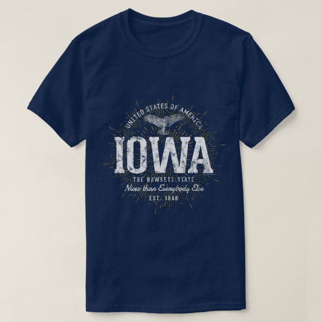 Vintage State of Iowa Retro  T-Shirt (Design Front)