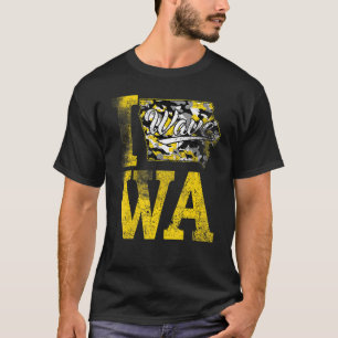 Vintage State of Iowa Trendy Wave Iowans Yellow Bl T-Shirt