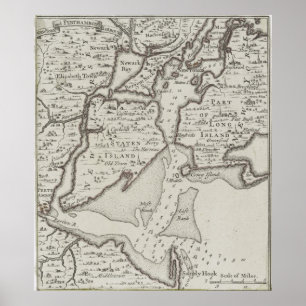 Vintage Staten Island & NYC Harbour Map (1733) Poster