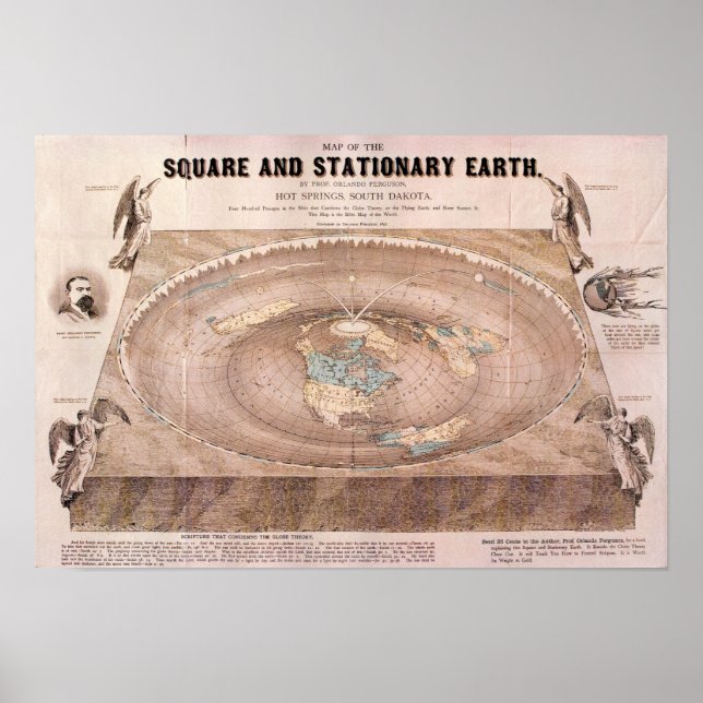 Vintage Stationary Earth Map Poster (Front)