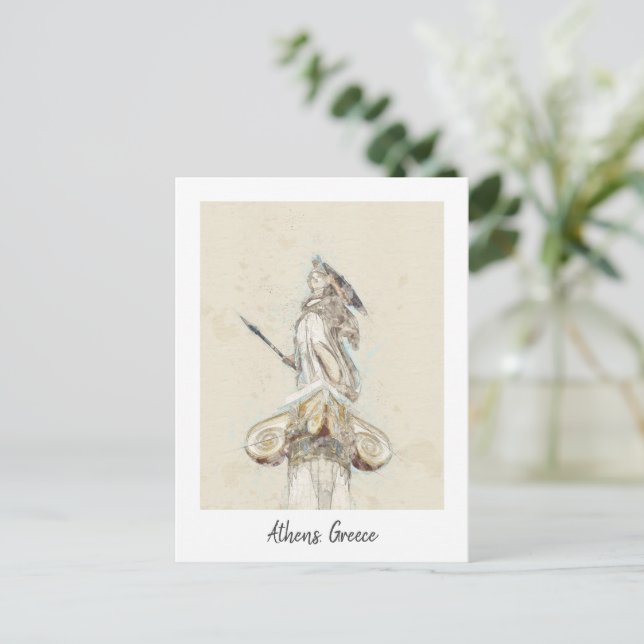 Vintage Statue of Athena Postcard – Classic Greek  (Standing Front)