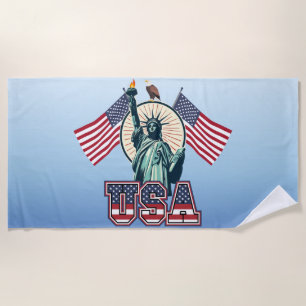 Vintage, Statue of Liberty  Beach Towel