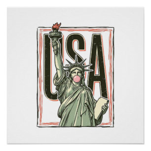 Vintage Statue of Liberty Bubblegum Graphic Tee_1 Poster