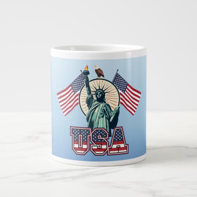 Vintage, Statue of Liberty  Large Coffee Mug (Front)
