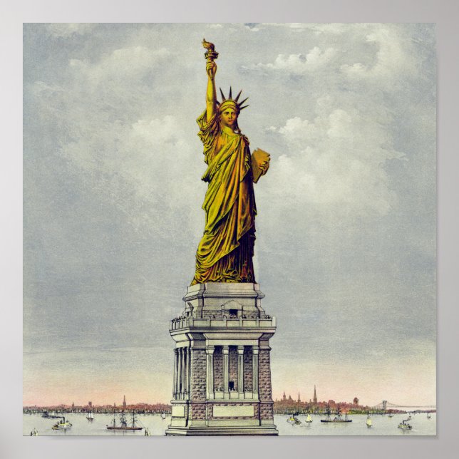 Vintage Statue of Liberty New York Travel Poster (Front)