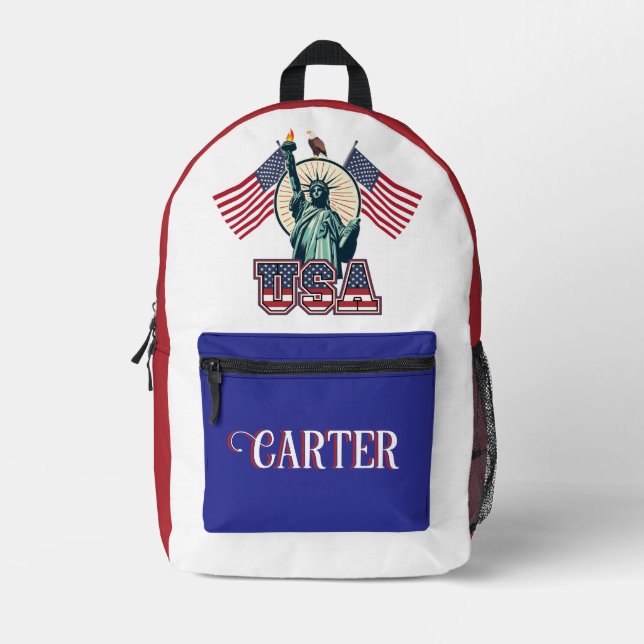 Vintage, Statue of Liberty  personalized Printed Backpack (Front)