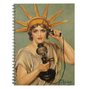 Vintage Statue of Liberty, WWI Patriotic War Ad Notebook