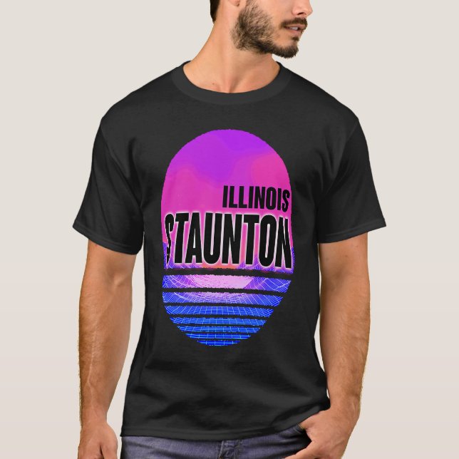 Vintage Staunton Vaporwave Illinois T-Shirt (Front)