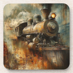 Vintage Steam: Abstract Locomotive Coaster Set