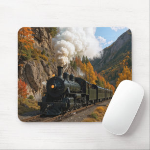 Vintage Steam Engine In an Autumn Mountain Valley Mouse Pad