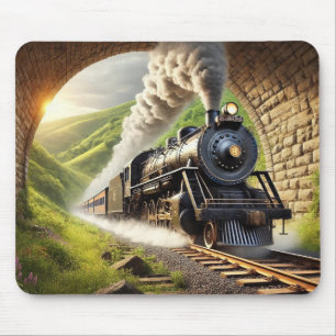 Vintage Steam Engine Locomotive Through a Tunnel Mouse Pad