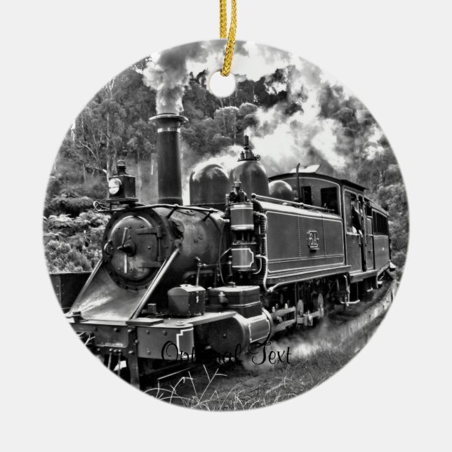 Vintage Steam Engine Train Ceramic Ornament (Front)