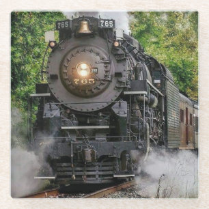 Vintage Steam Engine Train Glass Coaster