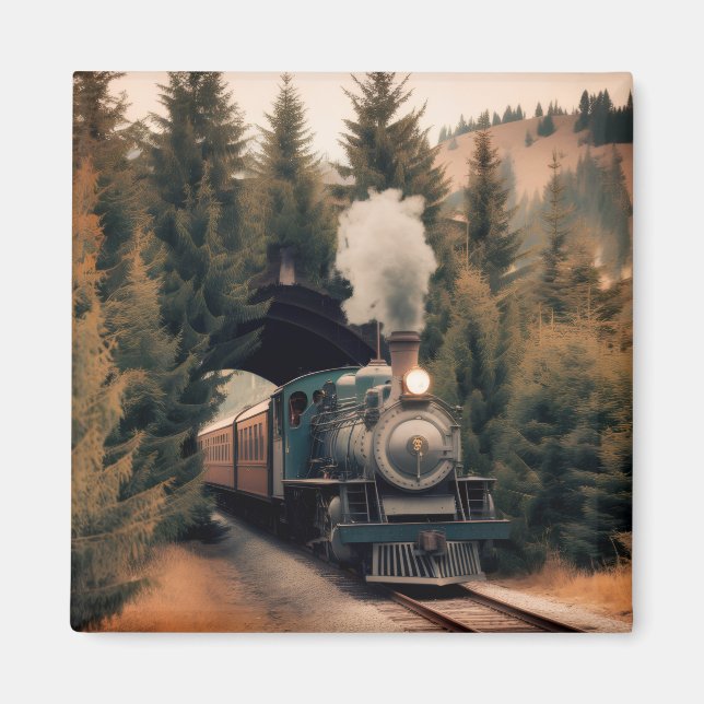Vintage Steam Engine Train Magnet (Front)